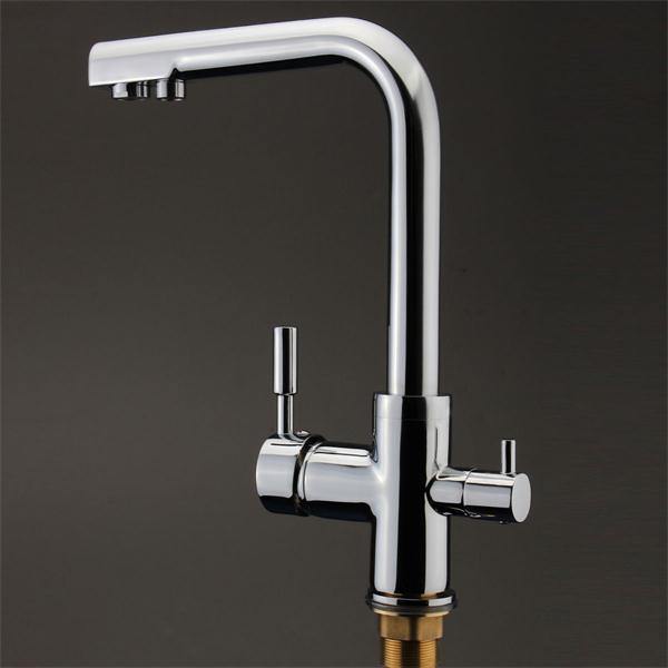 Dual Lever Kitchen 3 Way Water Filter Mixer Tap Sink Flow Modern Flexi