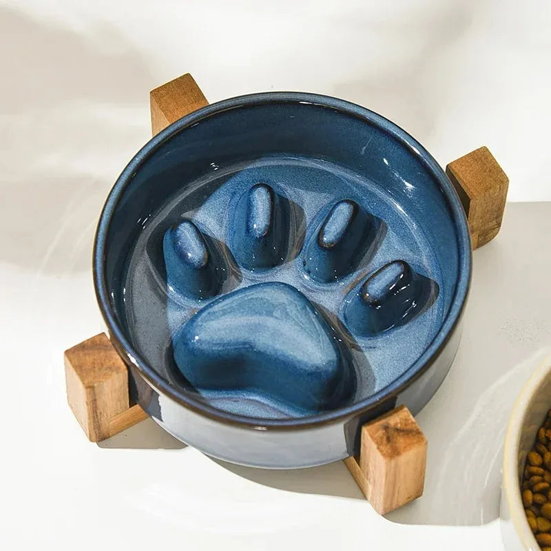 Japanese-Style Ceramic Slow Feeding Bowl for Pets