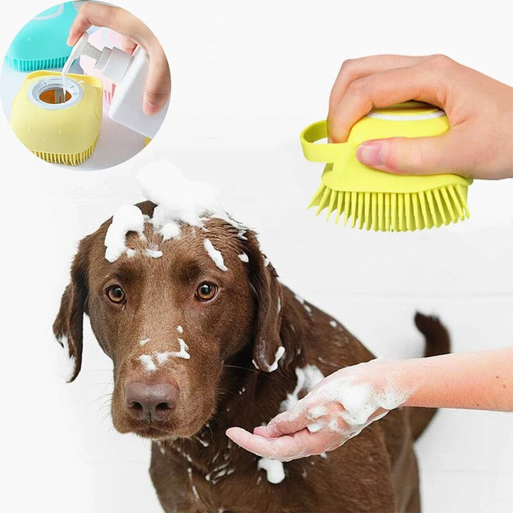 Bathroom Silicone Pet Massage Brush - Soft and Safe Bath Tool for Dogs, Cats, and Kids