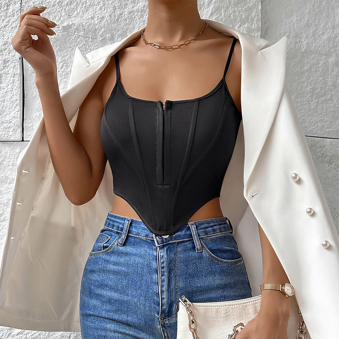 INS Single-breasted Sling Crop Corset Tank Summer Fashion Slim Camisole Vest For Women Clothing