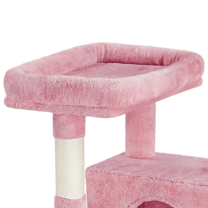 64'' Multi-Level Pink Cat Tree Tower with Condos, Scratching Posts, and Hammock