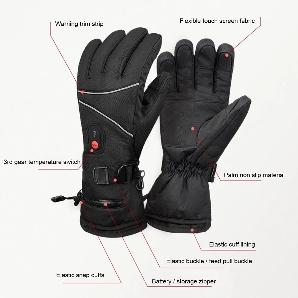 Waterproof, Windproof Electric Heated Gloves with Touchscreen