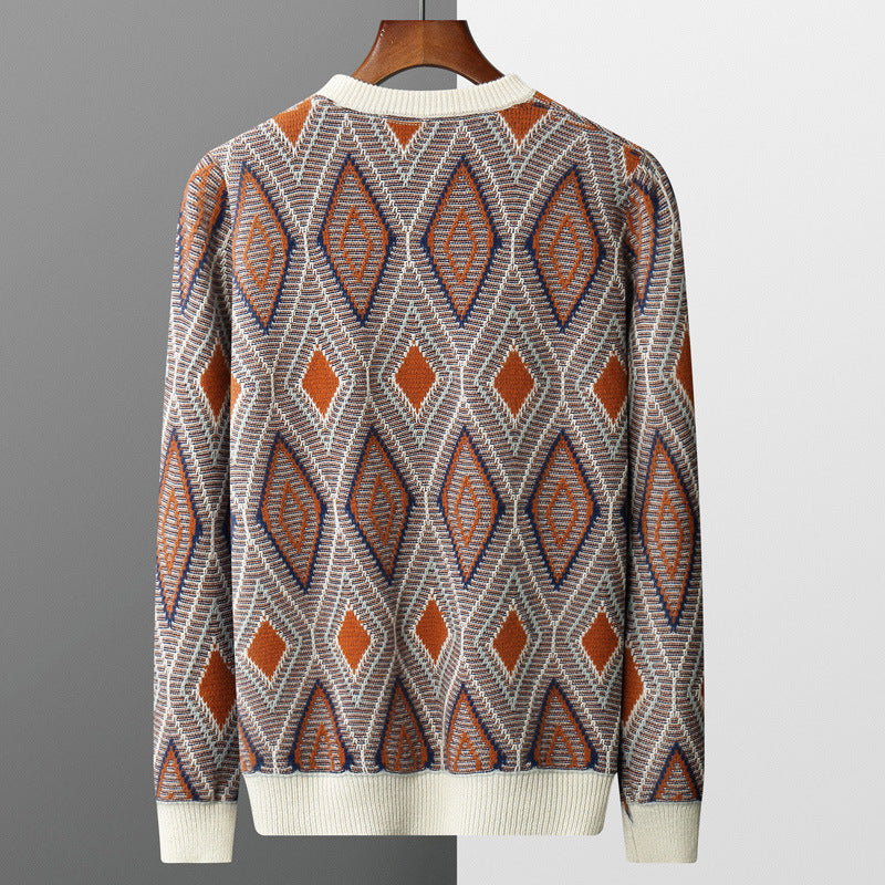 Round Neck Retro Rhombus Bottoming Sweater