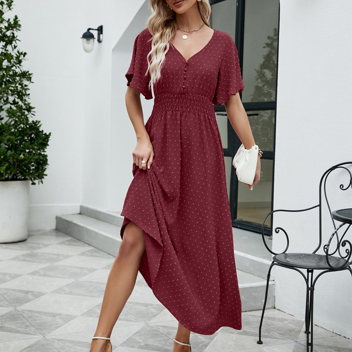 Women's V-neck Short Sleeve Large Swing Dress