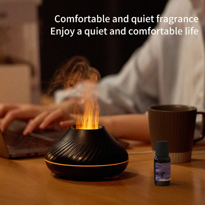 Flame Simulation Aromatherapy Humidifier with Colorful Gradient Night Light