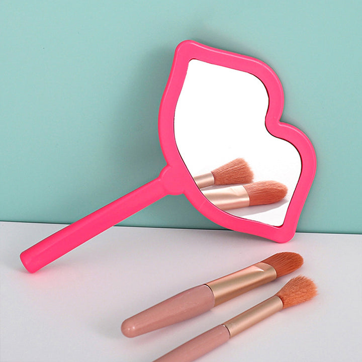 Lip Shaped Handheld Makeup Mirror