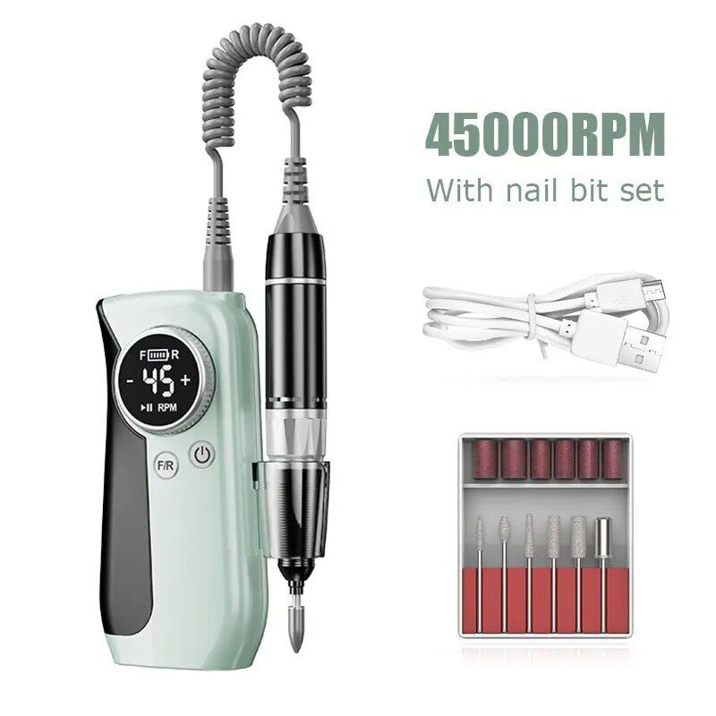 High-Speed 45000RPM Rechargeable Nail Drill Kit - Professional Cordless Manicure Set