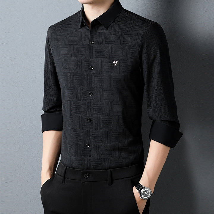 Casual Long Sleeve Lapel Seamless Adhesive Shirt