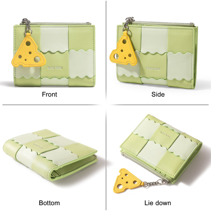 Luxury Women's Short Wallet with Cheese Pendant