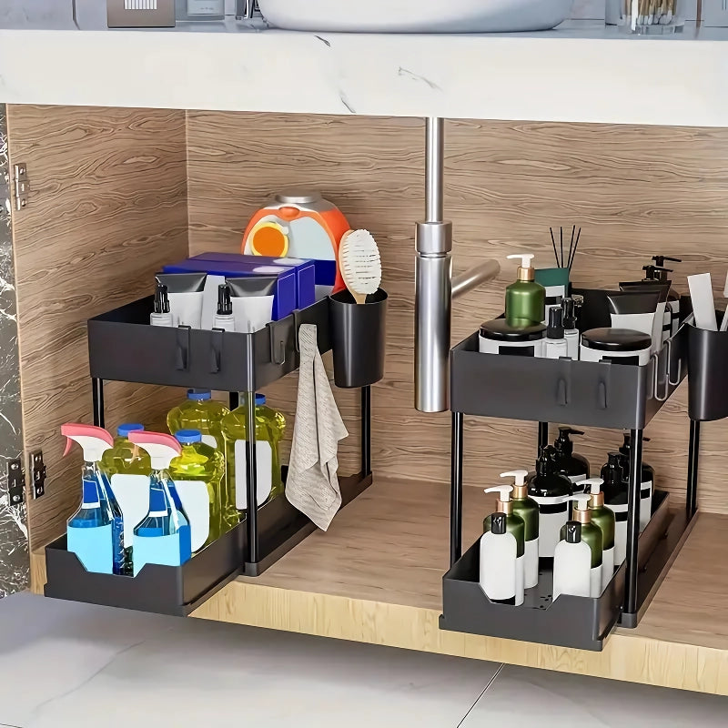 Two Tier Under Sink Sliding Cabinet Organizer