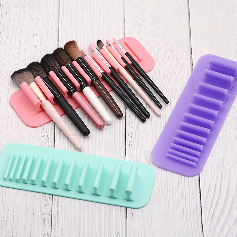 Wall-Mounted Silicone Makeup Brush Holder