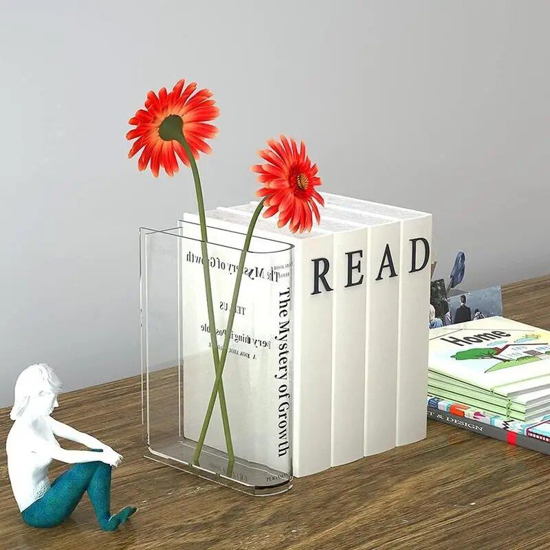 Modern Acrylic Book Flower Vase - Stylish Home Decor