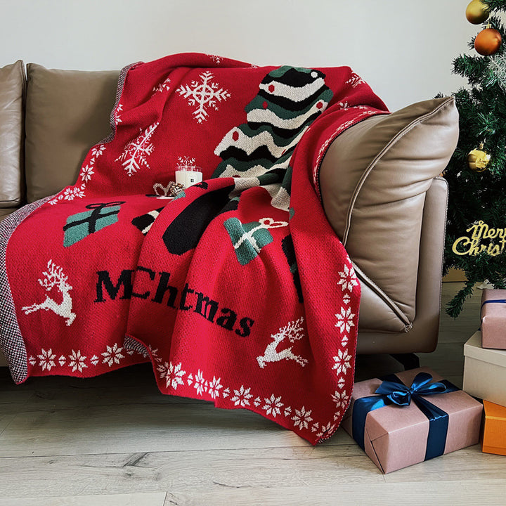 New Year Red Christmas Ornament Sofa Blanket