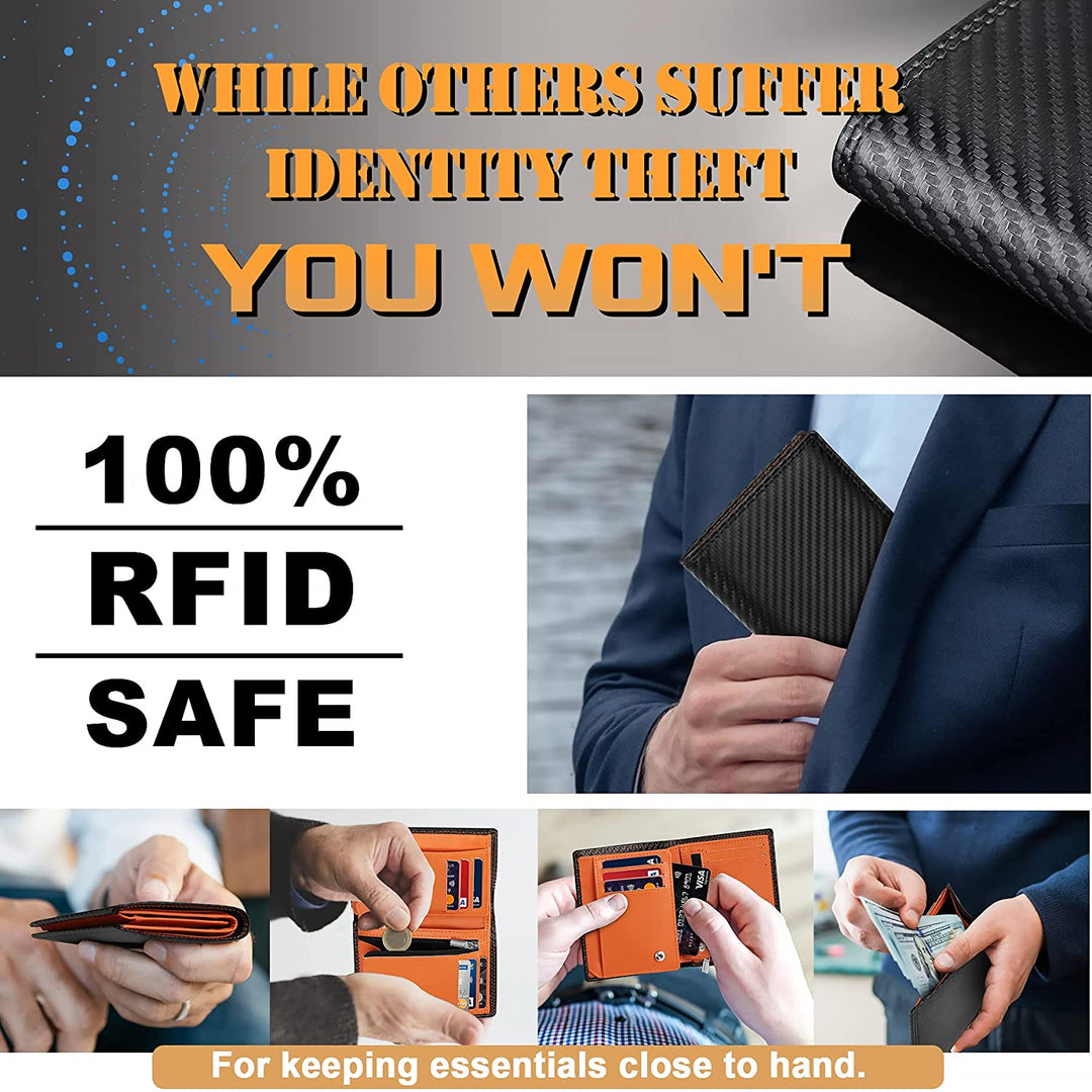 Carbon Fiber Men’s Wallet with RFID Protection and Coin Pocket