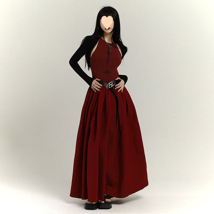 New Chinese Style Red Vest Dress Women