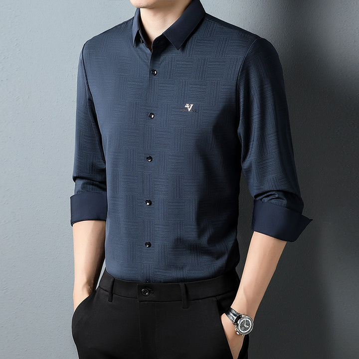 Casual Long Sleeve Lapel Seamless Adhesive Shirt