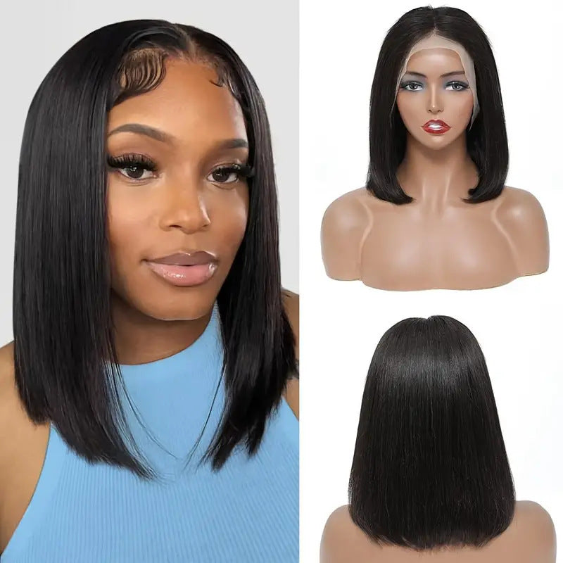 Short Bob Wig Front Lace Amazon Bobhaircut Black Short Straight Hair Full-head Wig