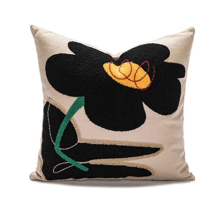 Poppy Floral Embroidered Cushion Cover