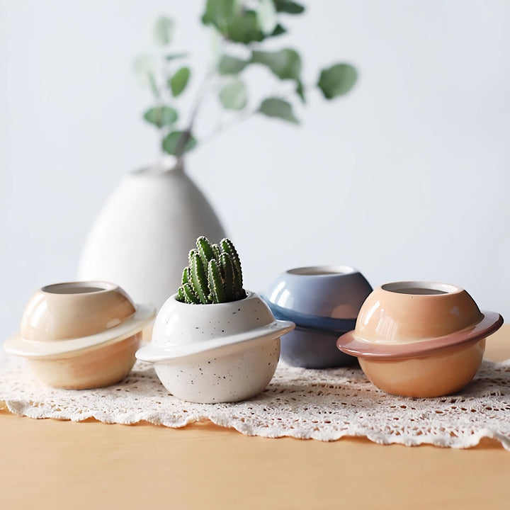 Mini Planet Shape Ceramic Succulent Flower Pot