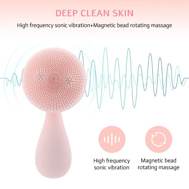 Electric Silicone Facial Cleansing & Massage Brush with Magnetic Charging