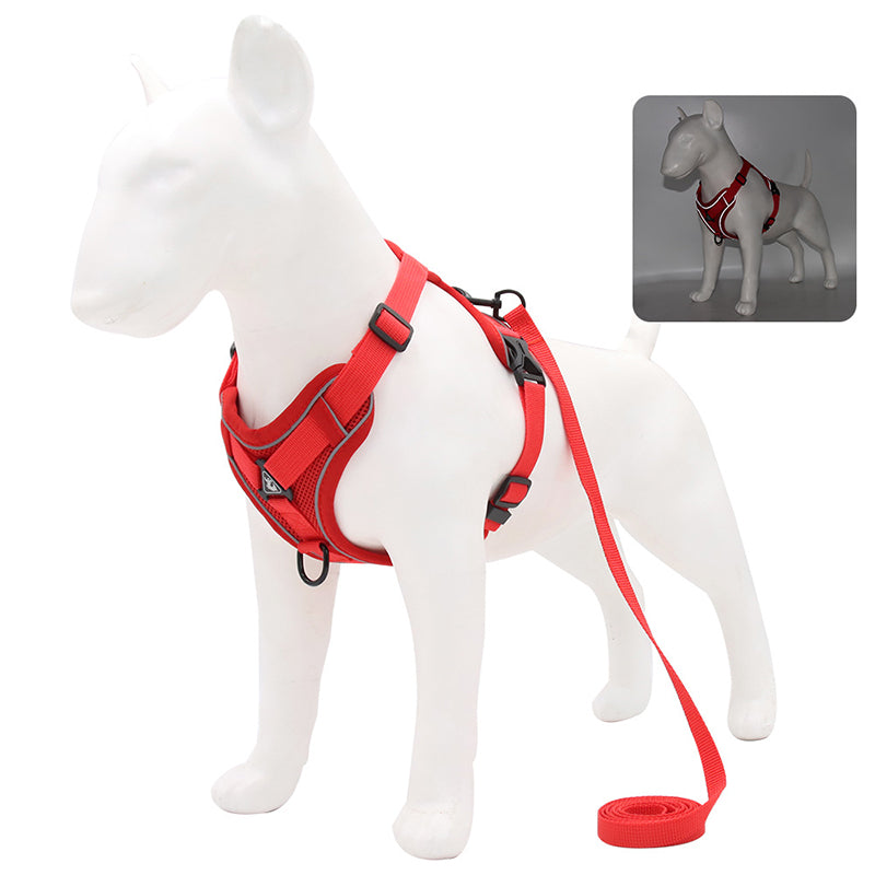 Adjustable Reflective No-Pull Dog Harness and Leash Set for Small and Medium Dogs