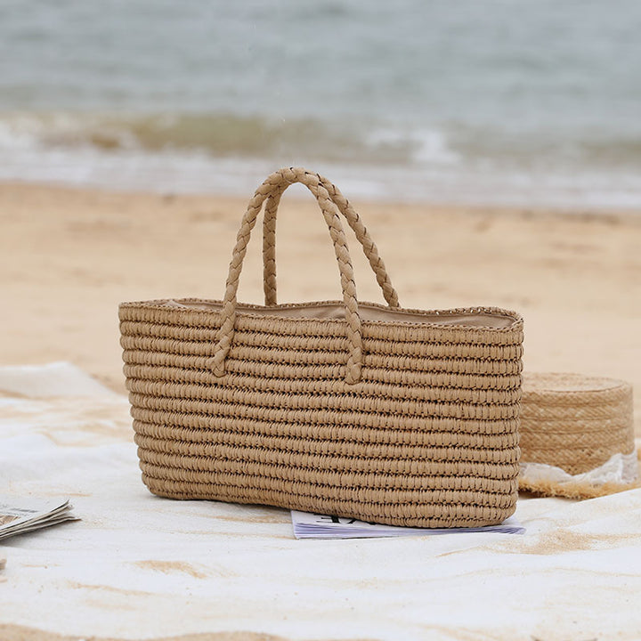 Handmade Straw Woven Beach Bag