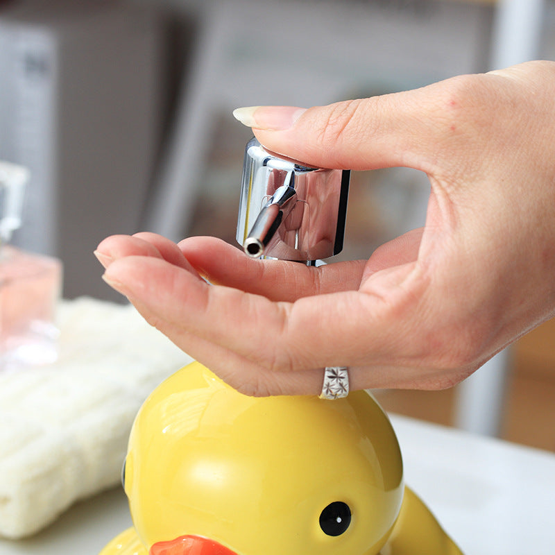 Adorable Yellow Duck Ceramic Soap Dispenser with Soap Dish