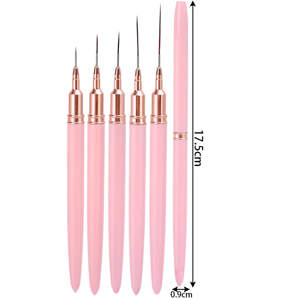 Professional Nail Art Liner Brush Set – 5 Piece Precision Acrylic French Nail Brushes