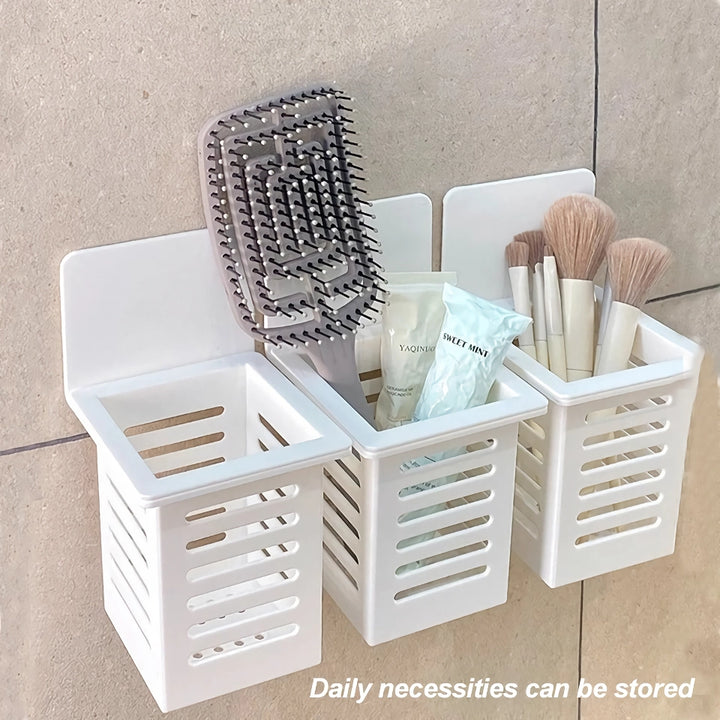 Multi-Purpose Wall-Mounted Toothbrush and Cosmetic Holder with Suction Cup