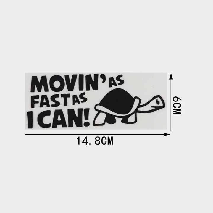 Reflective "Moving As Fast As I Can" Animal Car Decal