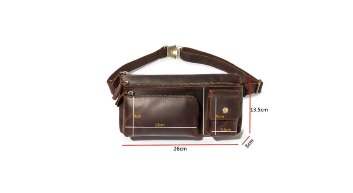 Retro Crazy Horse Leather Men's Chest Bag