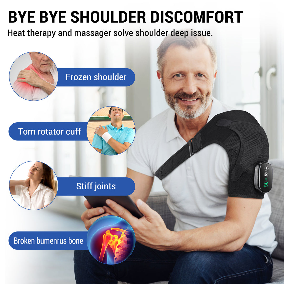 2-in-1 Electric Heating Shoulder Massager & Adjustable Heated Back Brace