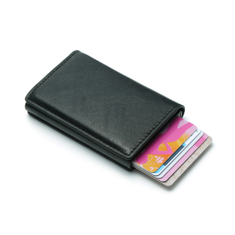 Automatic pop-up leather card holder