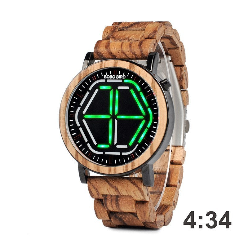 Night vision wooden watch