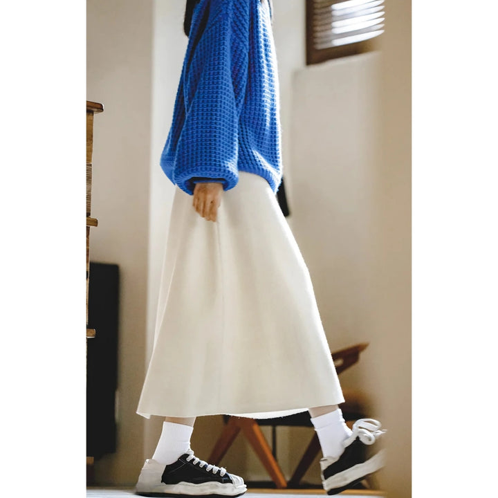 Women's Retro Ribbed Knitted Half Skirt