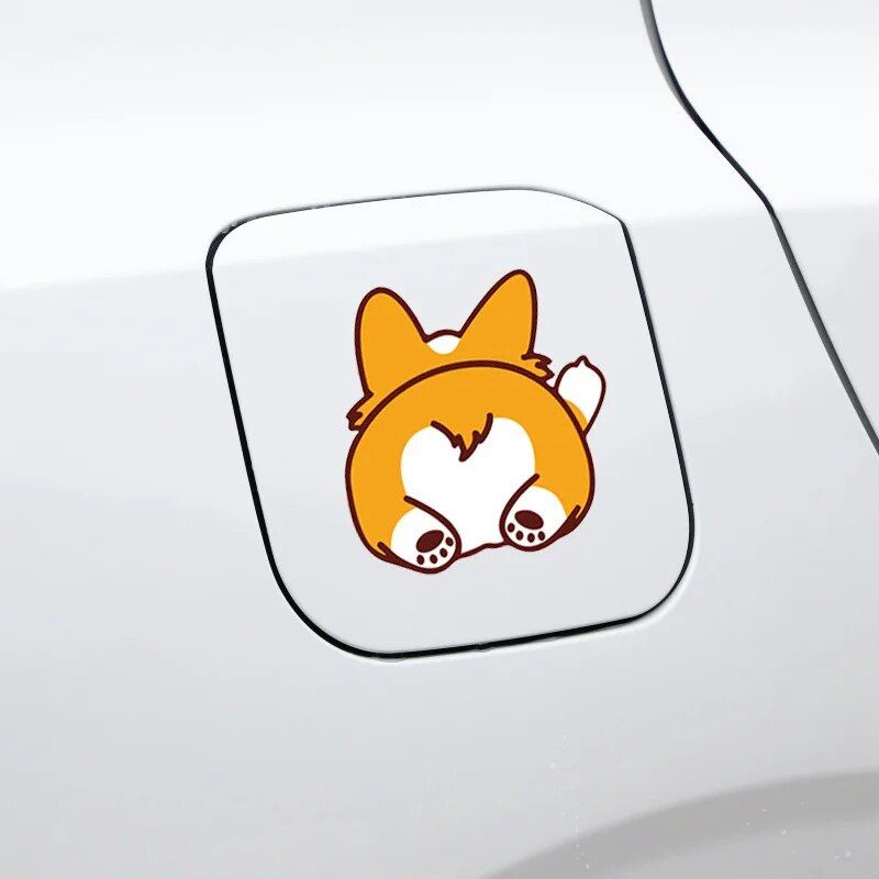Cheerful Corgi Dog PVC Car Sticker - Creative & Rainproof Vehicle Decal