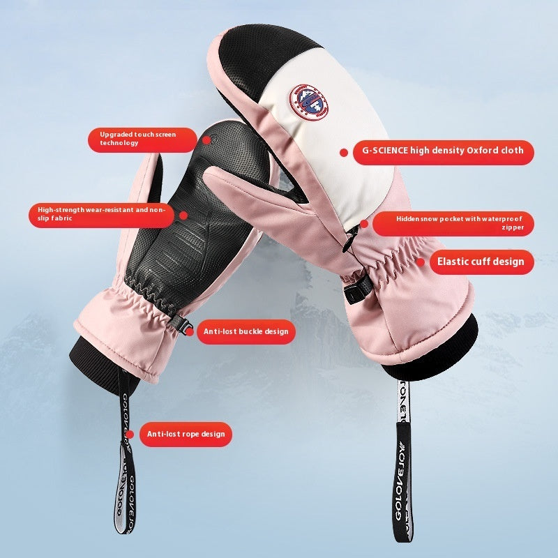 Snowboard Gloves For Women Wind-proof And Cold Protection Touch Screen Fleece-lined Thickened