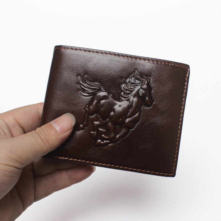 Antimagnetic Simple Leather Men's Wallet With Retro Embossed