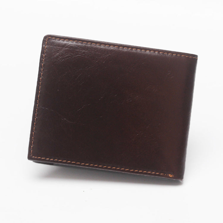 Antimagnetic Simple Leather Men's Wallet With Retro Embossed