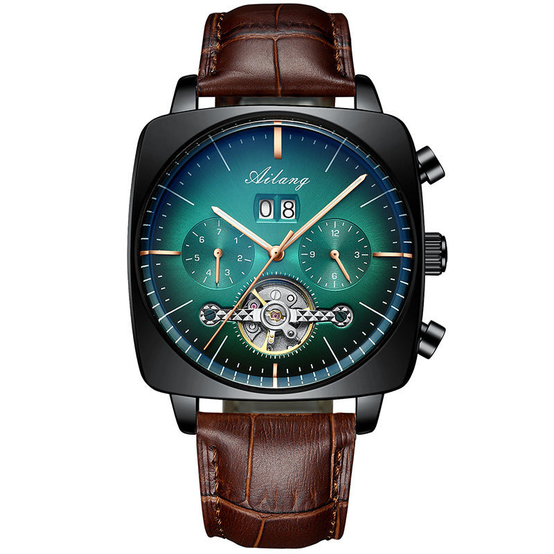 Square Watch Men's Hollow Tourbillon Multi-function Mechanical Watch