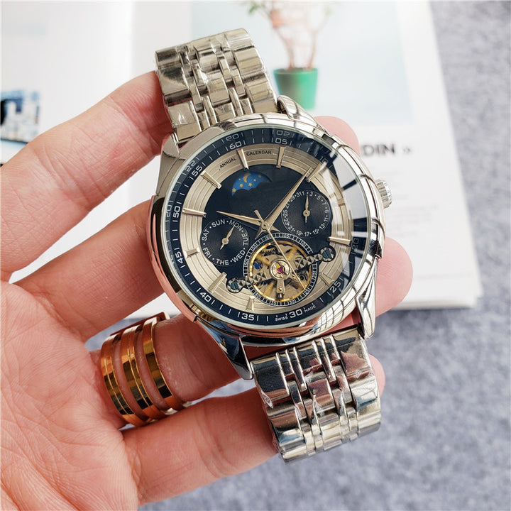 Men's Merchandise Mechanical Automatic Calendar 6-Pin Steel Band Watch