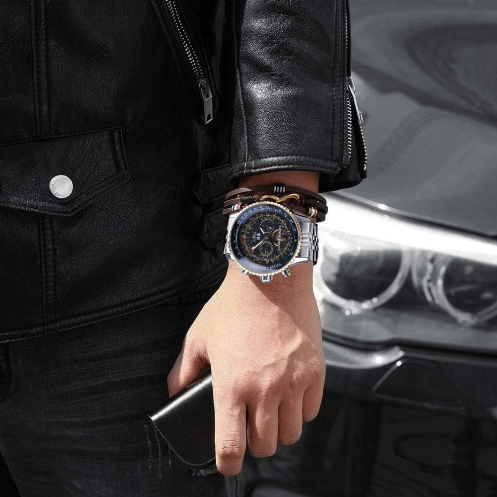 Casual Fashion Big Dial Tourbillon Hollow Mechanical Watch