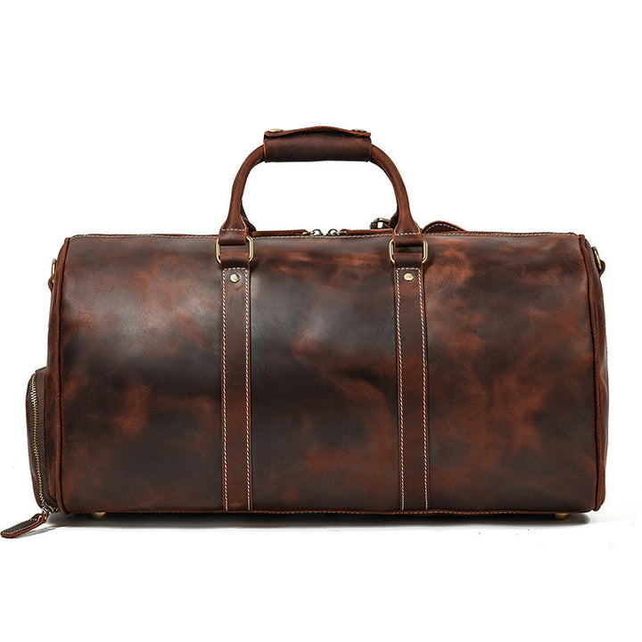 Leather Travel Bag Crazy Horse Leather Retro Duffel Bag