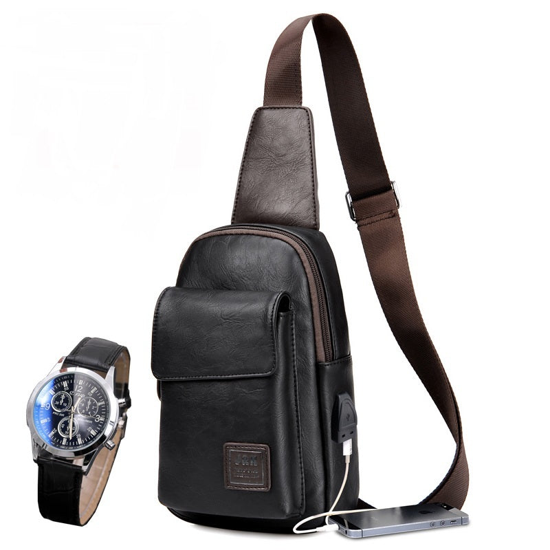 Men's Fashion Retro PU Shoulder Messenger Bag