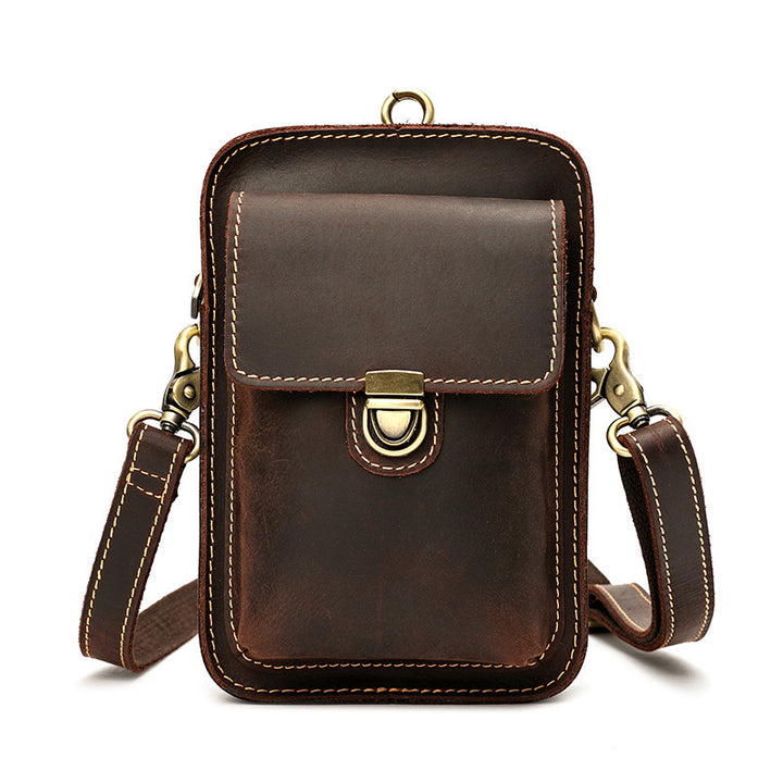 Hand-rubbed leather shoulder messenger bag