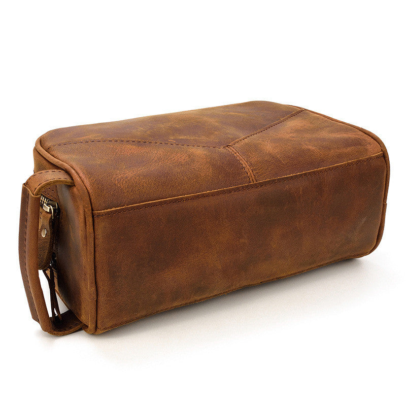 First Layer Cowhide Double Layer Zipper Handbag Wallet