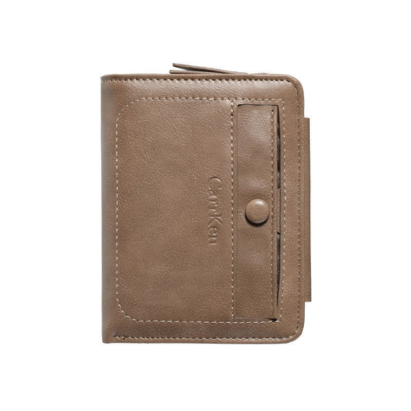 New Retro Men'S Tri-Fold Short Wallet European And American Multifunctional