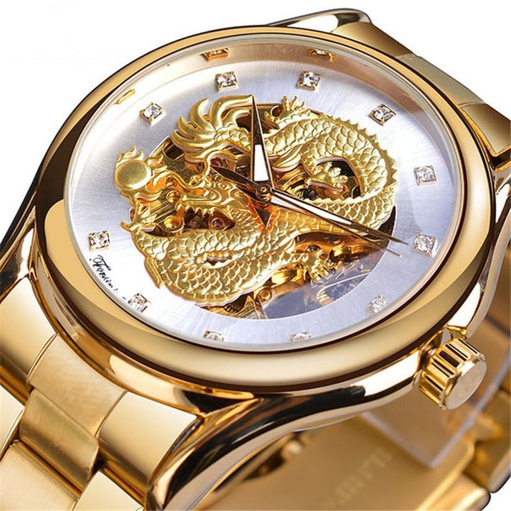 Steel belt dragon watch hollow waterproof automatic mechanical watch