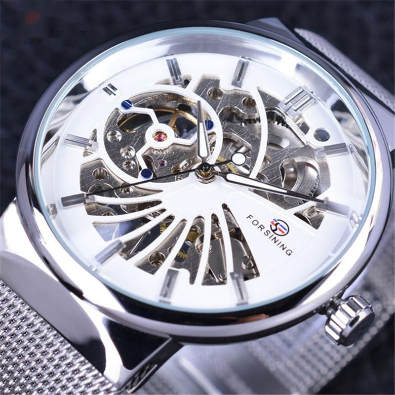 Woven Mesh Belt Waterproof Manual Mechanical Watch