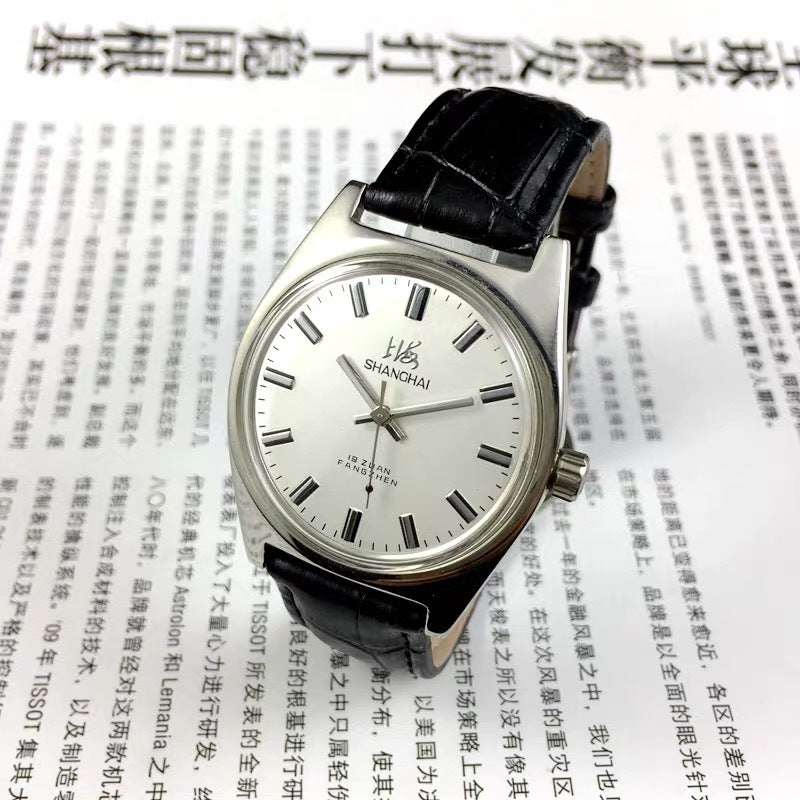 Old Shanghai Watch Men'S Mechanical Watch 7120 Manual Winding Retro Stainless Steel Shockproof